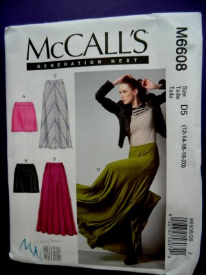 McCalls Pattern # 6608 UNCUT Misses Skirt Variations STRETCH KNITS Size 12 14 16 18 20.