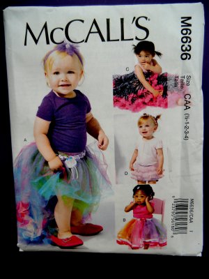 McCalls Pattern # 6636 UNCUT Baby Tutu and Skirts Shorts Size 1/2 , 1, 2, 3 and 4