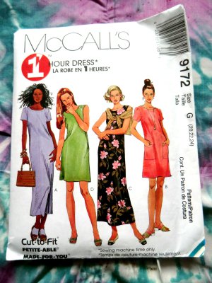 McCalls Pattern # 9172 UNCUT Misses Dress One Hour Size 20 22 24