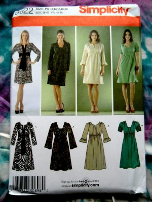 Simplicity Pattern # 3622 UNCUT Pull-Over Dress Variations STRETCH KNITS Size 12 14 16 18 20