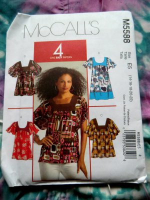 McCalls Pattern # 5588 UNCUT Misses Tunic Top Size 14 16 18 20 22