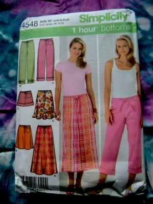 Simplicity Pattern # 4548 UNCUT Pants Skirt Size 14 16 18 20 22