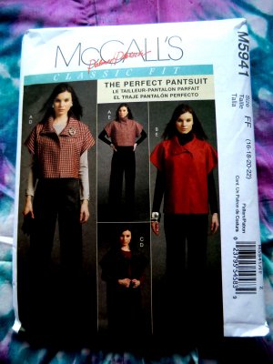 McCalls Pattern # 5941 UNCUT Misses Jacket Pants Size 16 18 20 22