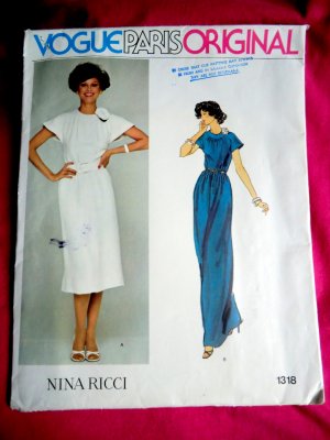 Vogue Paris Pattern # 1318 UNCUT Misses Dress Size 16 Nina Ricci