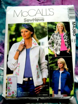 McCalls Pattern # 4385 UNCUT Misses Jean Jacket Size 10 12 14 16