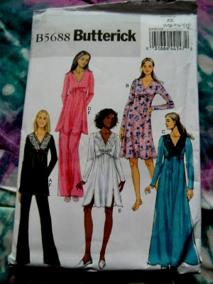 Butterick Pattern # 5688 UNCUT Top Pants Gown STRETCH KNITS Size Large XL XXL