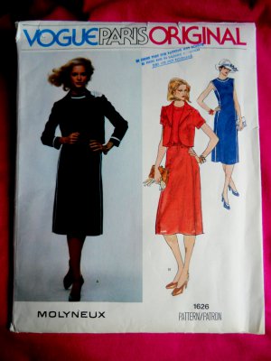 Vogue Paris Pattern # 1626 UNCUT Misses Dress Jacket Size 16 Designer Molyneux