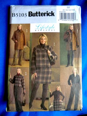Butterick Pattern # 5103 UNCUT Misses Wardrobe Jacket Coat Skirt Pants Size 8 10 12 14