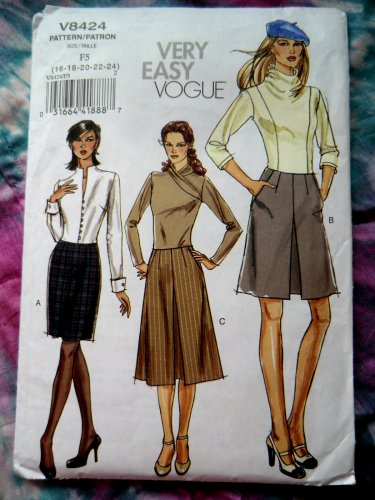 Vogue Pattern # 8424 UNCUT Easy Skirt Size 16 18 20 22 24