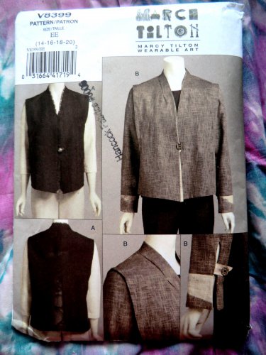 Vogue Pattern # 8399 UNCUT Vest Jacket by March Tilton Size 14 16 18 20
