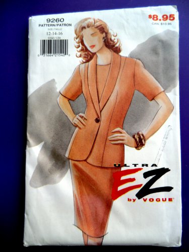 Vogue Pattern # 9260 UNCUT Misses Jacket Dress Size 12 14 16