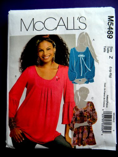 McCalls Pattern # 5469 UNCUT Misses Tunics Tops Size Large XL