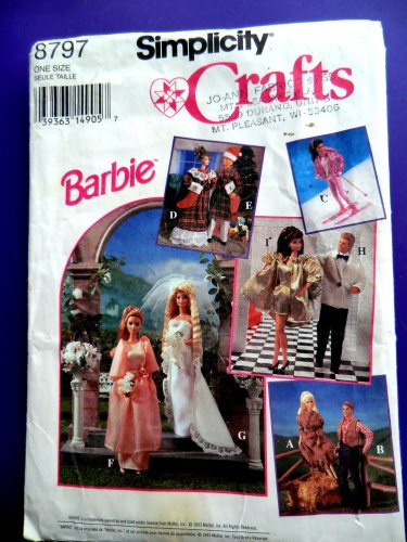 Simplicity Pattern # 8797 UNCUT Barbie Ken Wardrobe Wedding Dress Tux