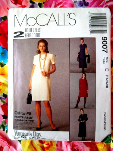 McCalls Pattern # 9007 UNCUT Misses Dress EASY Variations Size 14 16 18