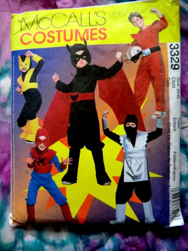 McCalls Costume Pattern # 3329 UNCUT Boys Girls Size 3 4 5 6 Super Hero Costumes