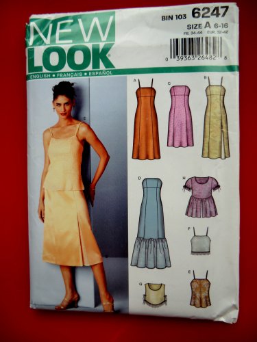 New Look Pattern # 6247 UNCUT Misses Summer Dress Top Size 6 8 10 12 14 16