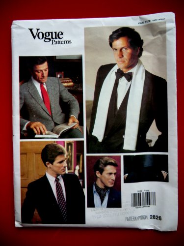 Vogue Pattern # 2826 UNCUT Mens Bow Tie / Scarf/ Tie/ Ascot  All sizes