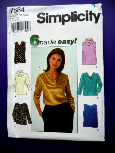 Simplicity Pattern # 7884 UNCUT Pull-Over Top Variations Size 12 14 16