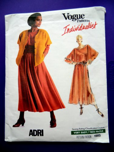 Vogue Pattern # 1985 UNCUT Misses Top Skirt Jacket Size 12