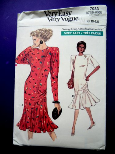 Vogue Pattern # 7033 UNCUT Misses Dress Size 8 10 12 Flounce