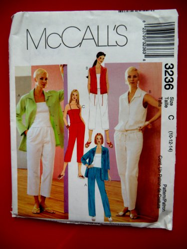 McCalls Pattern # 3236 UNCUT Misses Camisole Jacket Pants Size 10 12 14