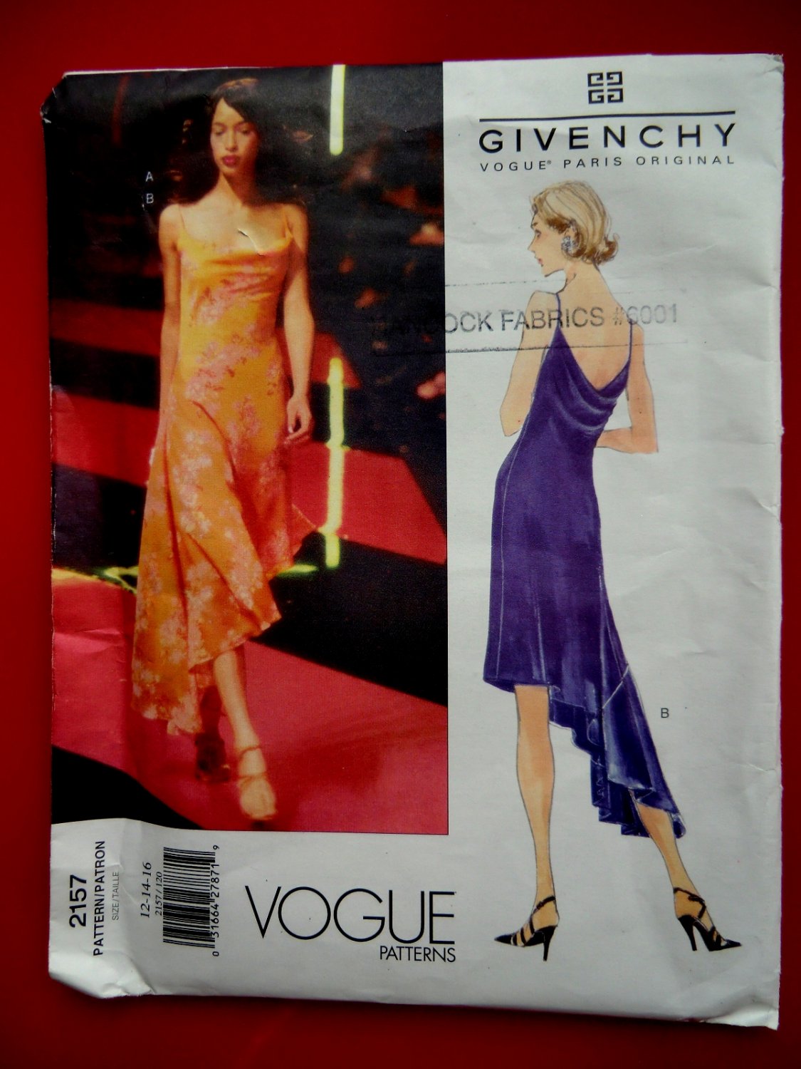 SOLD! Vogue Pattern # 2157 UNCUT Misses Formal Dress Size 12 14 16 Givenchy  Paris Original