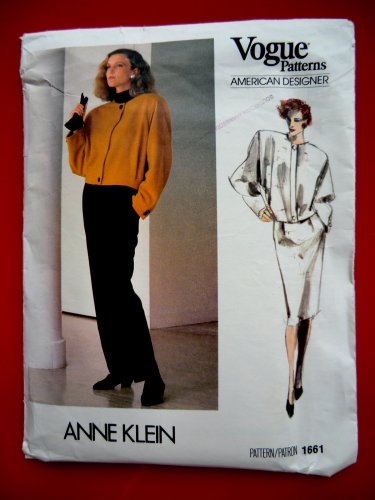 Vogue Pattern # 1661 UNCUT Misses Pants Jacket Skirt Anne Klein Size 8 American Designer