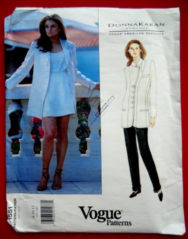 Vogue Pattern # 1551 UNCUT Misses Jacket Short Pants Size 8 10 12 Donna Karan