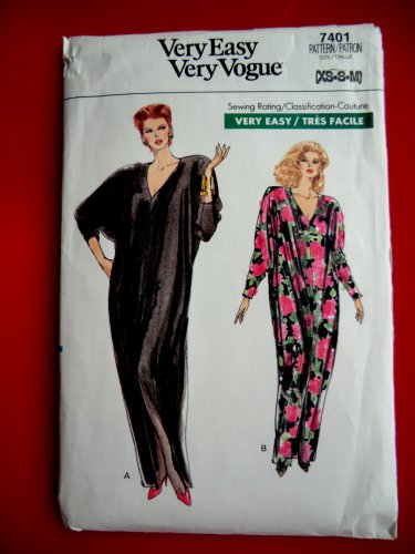 Very Easy Vogue Pattern # 7401 UNCUT Misses Caftan Size XS Small Medium