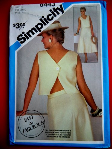 Simplicity Pattern # 6443 UNCUT Misses Fun Top Skirt Size 10 12 14 Vintage 1984