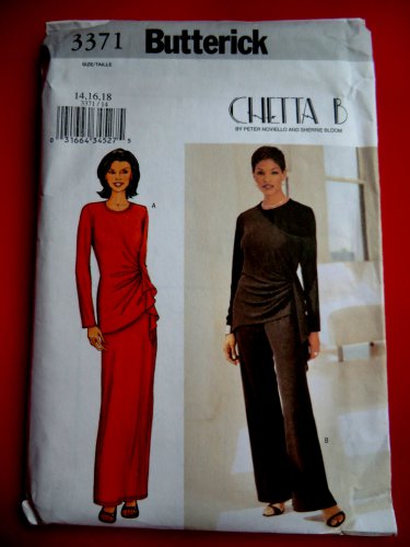 Butterick Pattern # 3371 UNCUT Misses Top Skirt Pants KNITS ONLY Size 14 16 18 Designed by Chetta B