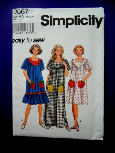 Simplicity Pattern # 9667 UNCUT Misses Housedress Pullover Dress Size XS Small Medium