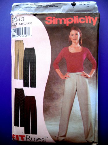 Simplicity Pattern # 9943 UNCUT Misses Straight Legged Pants Waist 25 26 27 Â½ 29 31 33 All sizes