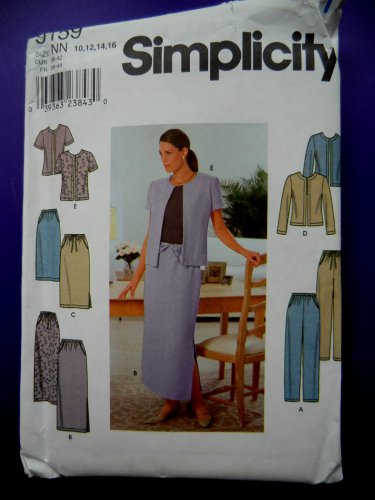 Simplicity Pattern # 9159 UNCUT Misses Summer Top Jacket Skirt Pants Size 10 12 14 16