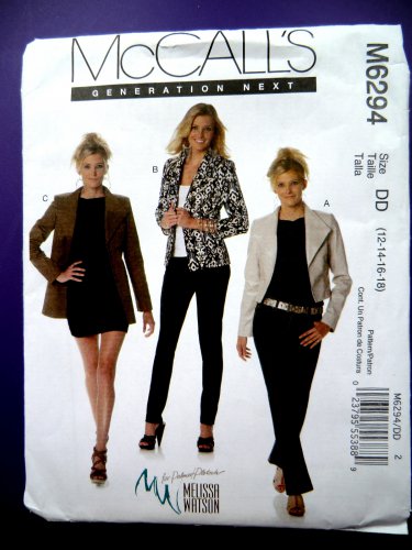 McCalls Pattern # 6294 UNCUT Misses Lined Jacket in Three Lengths Size 12 14 16 18
