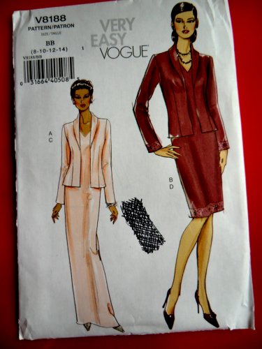 Vogue Pattern # 8188 Easy UNCUT Misses Dress Jacket Size 8 10 12 14