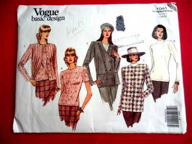 Vogue Pattern # 1041 UNCUT Misses Jacket Top Stretch Knits Only Size 8 10 12