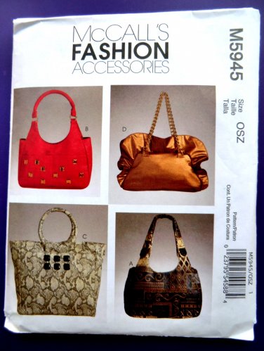 McCalls Pattern # 5945 UNCUT Lined Handbag Handbags Variations