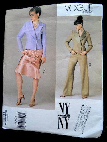 Vogue Pattern # 2781 UNCUT Misses Jacket Skirt Pants Size 14 16 18 NY New York Collection