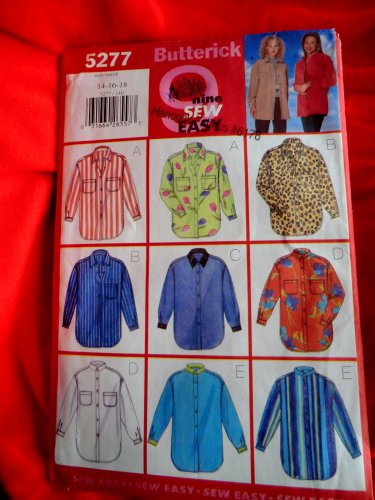 Butterick Pattern # 5277 UNCUT Misses Shirt Variations Size 14 16 18