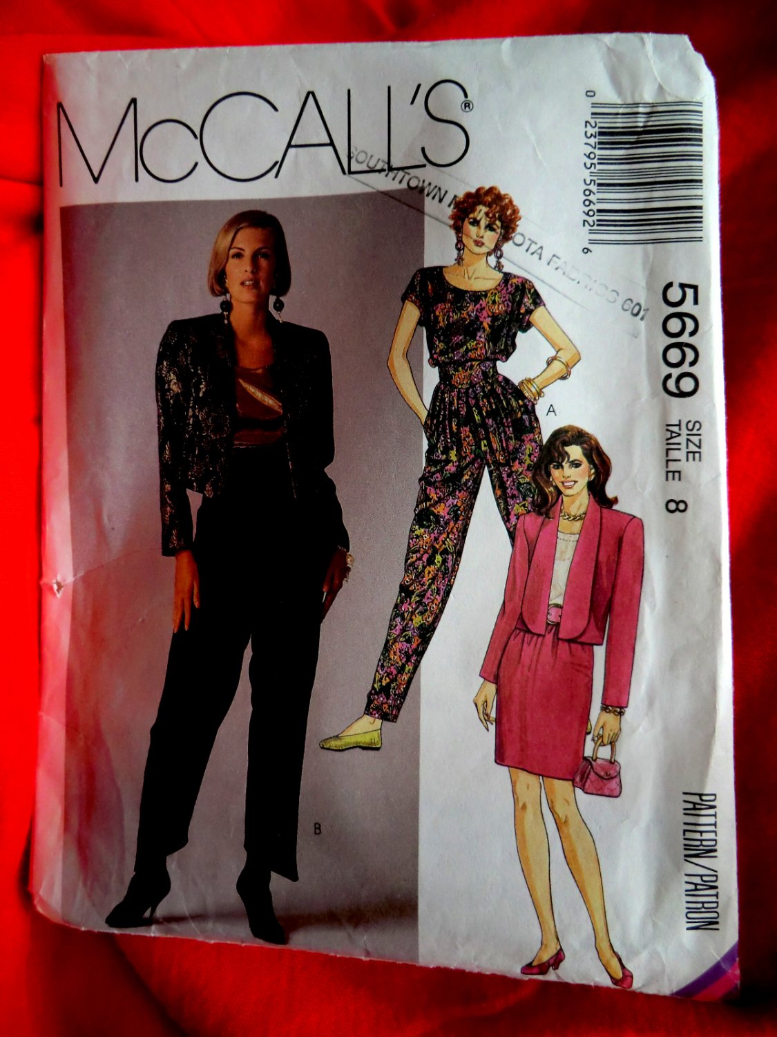 McCalls Pattern # 5669 UNCUT Misses Jacket Top Skirt Pants Size 8 Vintage 1991