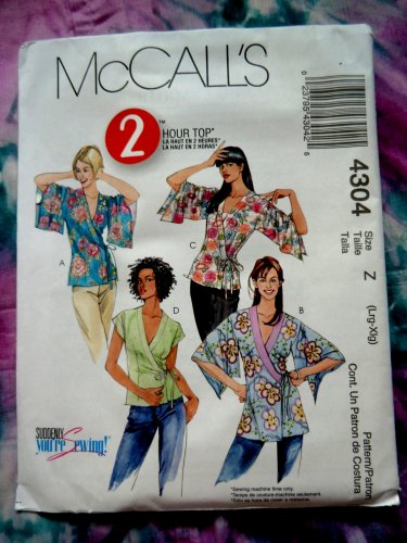 McCalls Pattern # 4304 UNCUT Misses Blouse Size Large XL