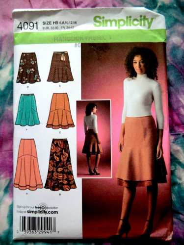 Simplicity Pattern # 4091 UNCUT Misses Flared Skirt Variations Size 6 8 10 12 14