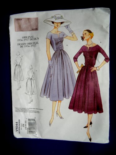 Vogue Pattern # 1044 Misses Retro 1956-57 Dress Size 18 20 22