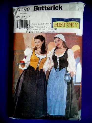 Butterick Pattern # 6198 UNCUT Misses Costume Bar Maid Wench Size 28 30 32