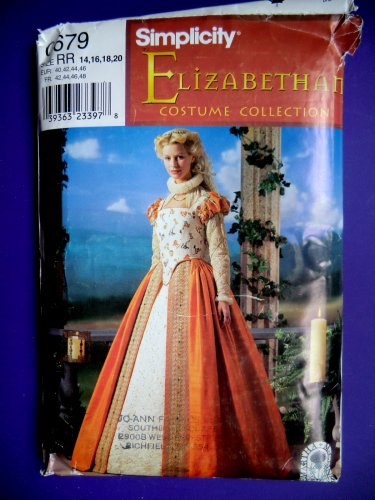 Simplicity Pattern # 0679 UNCUT Misses Elizabethan Costume Size 14 16 18 20