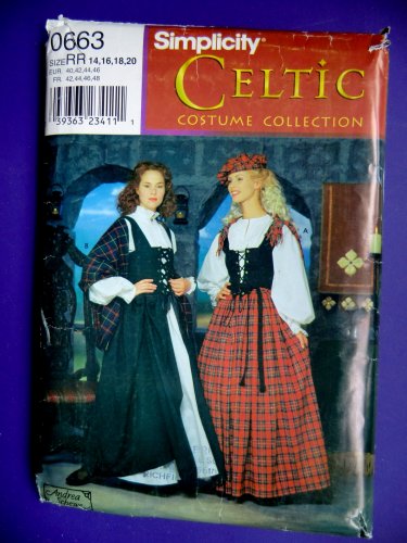 Simplicity Pattern # 0663 UNCUT Misses Scottish Lass Costume Skirt Bodice Size 14 16 18 20