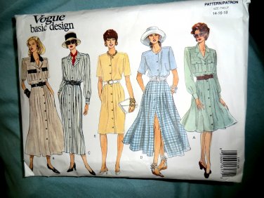Vogue Basic Pattern # 1147 UNCUT Misses Dress Variations Size 14 16 18