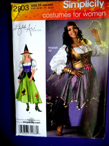 Simplicity Pattern # 2803 UNCUT Misses Costume Gypsy Witch Size 18 20 22 24