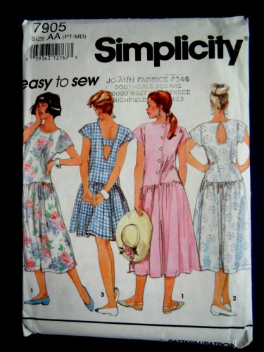 Simplicity Pattern # 7905 UNCUT Misses Summer Dress Back Length Variations Size XS Small Medium